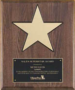 Walnut Stained Plaque with Gold Aluminum Star