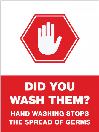 Stop Wash Hands Acrylic Sign