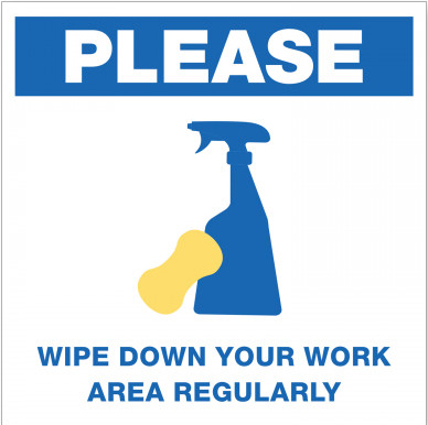Wipe Area Down Acrylic Sign
