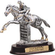 Jumping Horse Pewter Finish Resin Trophy - Female