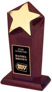 Rosewood Stained Desktop Award with Gold Metal Accents