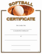 Sport Certificates: Softball