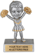 Cheerleader Double Bobble Resin Trophy