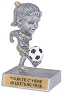 Soccer Double Bobble Resin Trophy - Female
