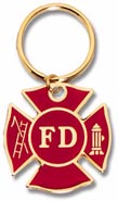 Colorful Brass Keychain- Fire Department