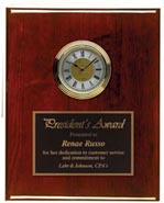 Rosewood Stained Piano Finish Plaque with Clock