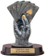 Hand of Cards Pewter Finish Resin Trophy