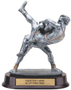 Wrestling Double Pewter Finish Resin Trophy