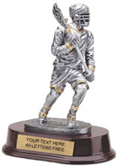 Pewter Finish Resin- LaCrosse Right Pewter Finish Resin Trophy - Male