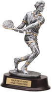 Tennis Pewter Finish Resin Trophy - Male