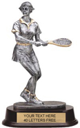 Tennis Pewter Finish Resin Trophy - Female