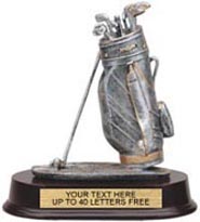 Golf Bag Pewter Finish Resin Trophy