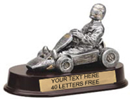 Go Kart Pewter Finish Resin Trophy