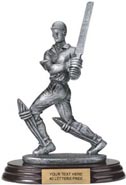 Cricket Batsman Pewter Finish Resin Trophy - Male