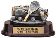 Tennis Bag Pewter Finish Resin Trophy