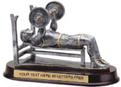 Weightlifter Bench Press Pewter Finish Resin Trophy - Male