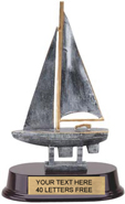 Sailboat Pewter Finish Resin Trophy