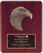 Rosewood Stained Piano Finish Plaque with Eagle