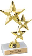 Gold Triple Star figure on Marble Base