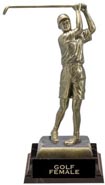 Golf Antiqued Gold Tone Figures - Female XL