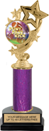 Color Insert Trophy w/ Column on Marble Tone Base
